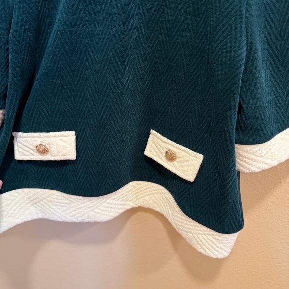 Anthropologie THML Green White Christmas Holiday Sweater Top Small - Picture 9 of 12